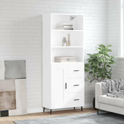 Vidaxl Visoka omara bela 69,5x34x180 cm inženirski les