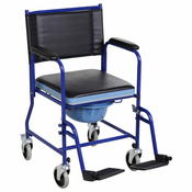 HOMCOM Kopalniški invalidski voziček z odstranljivo straniščno školjko iz železnih cevi in PVC 83 x 53 x 85 cm