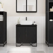 vidaXL Omara pod umivalnikom črni hrast 60x35x60 cm inženirski les
