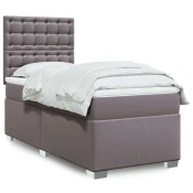 Box spring postelja z vzmetnico siva 80x200 cm umetno usnje