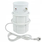 shumee Polnilna vtičnica skrita v pultu, bela, 3x230V, 2xUSB, 16A