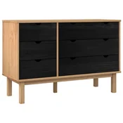 Vidaxl Predalna omara OTTA Črna 111 x 43 x 73,5 cm Trdna borovina