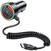 USAMS USAMS Lad. alone. 2xUSB-C 1xUSB-A C33 60W z vzmetnim kablom Hitro polnjenje črna/črna CC167CC01 (US-CC167)