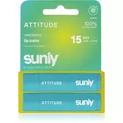 Attitude Sunly Lip Balm balzam za ustnice brez dodanih dišav 2x4.25 g