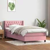 vidaXL vidaXL Box spring postelja z vzmetnico roza 90x210 cm žamet, (22053340)