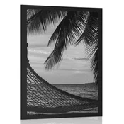 Plakat viseča mreža na plaži v črnobeli varianti - 40x60 white