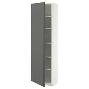 METOD Visoki element s policama, bela/VOXTORP tamnosiva vertikalna rucka, 60x37x200 cm