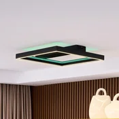 Lucande Smart LED stropna svetilka Tjado, 50 cm, črna, RGBW - Dnevna soba/jedilnica - Sodobni - črna, bela - Kovina