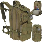 Trizand Pohodniški nahrbtnik 26 L - zelen - Molle sistem, nepremočljiv taktični nahrbtnik za pohodništvo, kampiranje in airsoft, 600D Oxford, z več predali, pasom in hitrim odpenjanjem, survival backpack