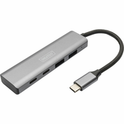 DIGITUS USB-C 4 Port HUB Alumin. Gehaeuse 2xUSB-A+2x USB-C Gen2