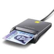 AXAGON CRE-SM3T, USB-A FlatReader kontaktni čitalnik kartic Pametna kartica (eObčanka), kabel 1,3 m