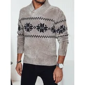 Sweter męski w śnieżynki kremowy Dstreet