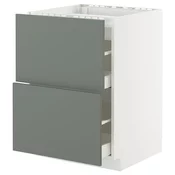 METOD / MAXIMERA Pod.elem.grej.ploca/2front/2fiok, bela/Nickebo mat sivozelena, 60x60 cm