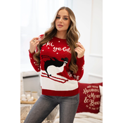 Red sweater with a Christmas motif
