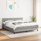 Greatstore Box spring postelja z vzmetnico svetlo siva 180x200 cm blago