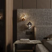 Maytoni LED-stenna svetilka Quadro, siva, steklo, 3000 K, višina 18 cm - Dnevna soba/jedilnica - Sodobni - platina, dimno siva