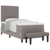Vidaxl Postelja z vzmetnico z vzglavjem Taupe 90 x 200 cm blago