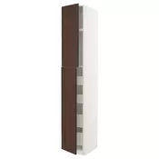 METOD / MAXIMERA Vis.el. s 2 vrata/4 fioke, bela/Sinarp smeda, 40x60x240 cm