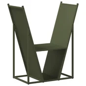 Vidaxl Stojalo za drva olivno zelena 69,5x35x81cm hladno valjano jeklo