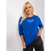 Cobalt blue plus size blouse with lettering