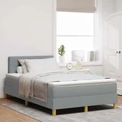 LED Box Spring Postelja Svetlo siva 120 x 190 cm blago