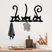 Wallity Zidna vešalica Hidden Cats, 60x37x2cm, Crna