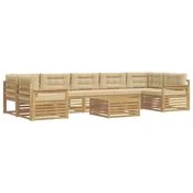 Set vanjskih sofa 8 kom. Bijela i bež Cvrsto drvo akacije