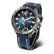 Vostok europe muški almaz choronograph plavi sivi sportsko elegantni rucni sat sa plavim kožnim kaišem ( 6s11/320a675k )
