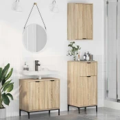 vidaXL Komplet pohištva za kopalnico s predalom 3 pcs sonoma hrast