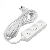 Eco light Podaljšek 3 vtičnice 5m z/brez 3x1,5mm2 bele barve
