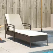 Ležaljka za suncanje s jastukom smeda 63x200x81 cm poliratan