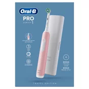 Oral-B Pro 1 Cross Action Pink s putnim etuijem, elektricna cetkica za zube.