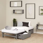 Homestyle4U Paletna postelja, 90x200 cm, siva, s shrambo