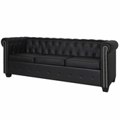 VIDAXL kavč/trosed Chesterfield, črn