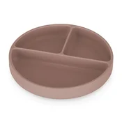 PETITE&MARS Silikonski okrogel krožnik s predelki in priseskom 6 m+ Take&Match, Velvet Latte