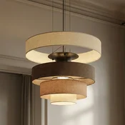 Lucande LED viseča svetilka Peldano, O50 cm rjava/bež, stopnjevalno zatemnitvena - Dnevna soba/jedilnica - Sodobni - bež, rjava - Tkanine/tekstil