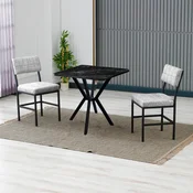 HANAH HOME Set Trpezarijski sto i 2 stolice Dubai Grey Black