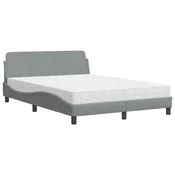 Vidaxl Postelja z vzmetnico Dover svetlo siva 120x200 cm blago