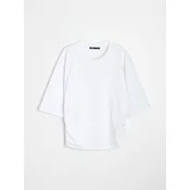 Sinsay - Pamucna bluza sa 3/4 rukavima i naborima sa strane - belo