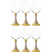 Casa Padrino luxury ceramic wine glass set of 6 yellow/multicolored H. 23.5 cm - Handmade & hand-painted wine glasses - Hotel & Restaurant Accessories - Luxury quality - Made in Italy