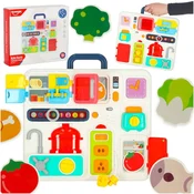 WOWO Montessori manipulativna tabla kuhinjica z uro luč in zvok