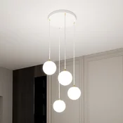 EMIBIG LIGHTING Obesna svetilka Royal, 4-delna, opalno bela/bela, steklo, E14 - Dnevna soba/jedilnica - Sodobni - opalno bela, bela, zlata