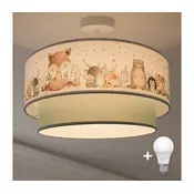 Brilagi-LED Deciji plafonski luster BOBO 1xE27/10W/230V precnik 40 cm bela/zelena/sa životinjskim motivom