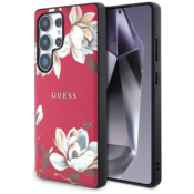 Ovitek Guess MagSafe ovitek z nežnim tiskanim cvetličnim vzorcem za Samsung Galaxy S25 Ultra fuksija (GUHMS25LPGNMPLMF)