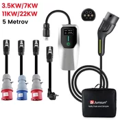 JUNSUN Prenosni hitri polnilnik JUNSUN za električna vozila 3,5/7/11/22kW, 6-32A, EV polnilec s 5 m kabla 4 adapterji, (21989616)