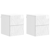vidaXL Stenski nočni omarici 2 pcs Bela visok sijaj 34,5 x 33 x 40 cm