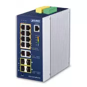 PLANET IP30 Industrial L2+/L4 8-Port Managed L2+ Gigabit Ethernet (10/100/1000) Aluminium, Blue