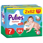 Pelene gace Pufies Fashion - Extra Large Plus, velicina 7, 124 komada, 17+ kg, Mega Pack 2