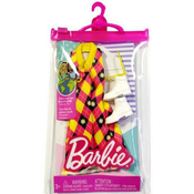 Barbie Mattel Barbie: Modni komplet s diamantnim vzorcem obleke s rumenim in roza barvnim vzorcem (HJT17), (21382086)