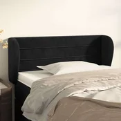 Greatstore Vzglavje z ušesi črn 93x23x78/88 cm žamet